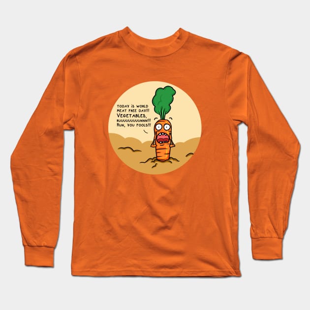 Vegetables, run! Long Sleeve T-Shirt by Otterlyalice